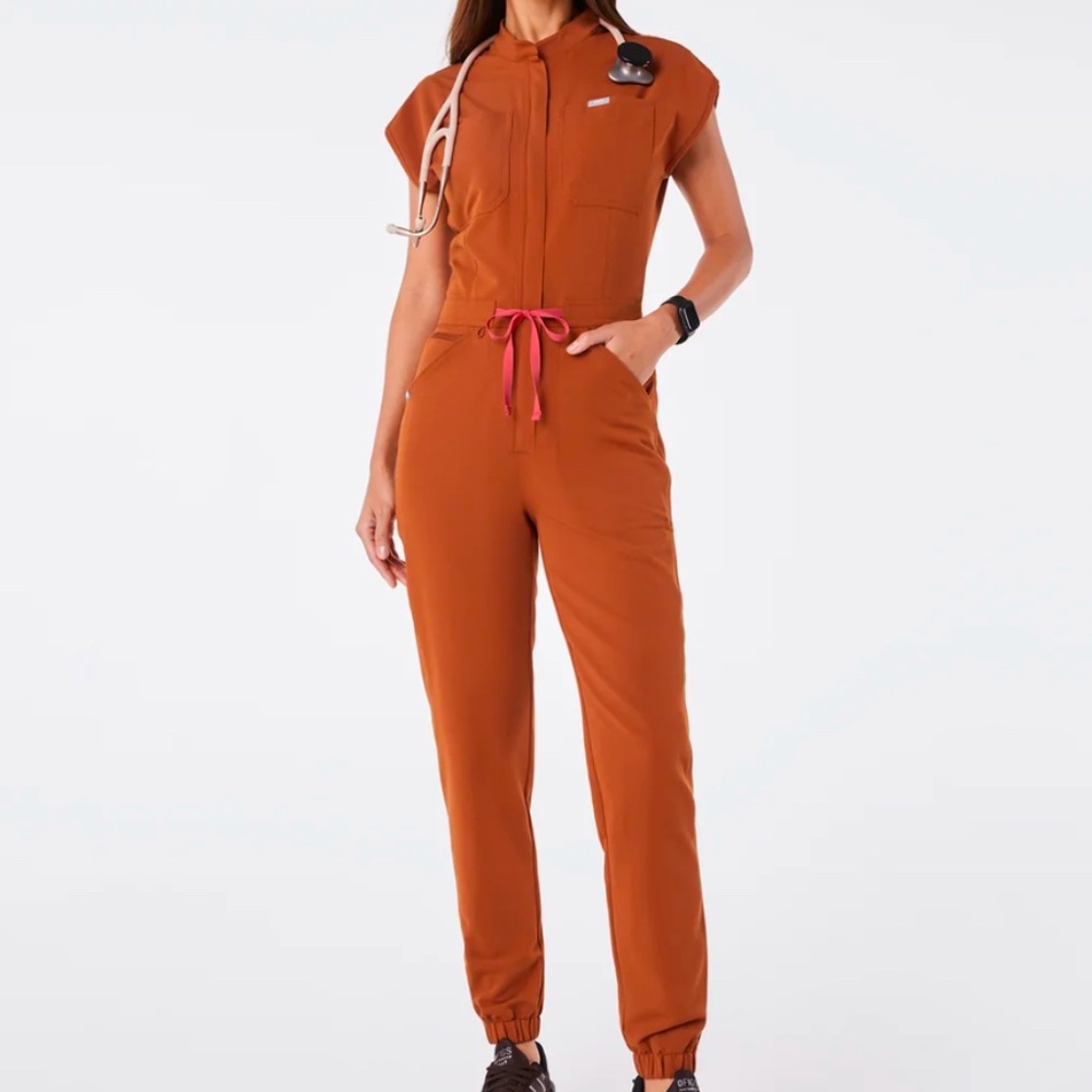 Figs Rafaela Cargo ScrubJumpsuit in Dirty Chai